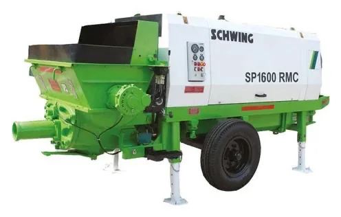Trailer-mounted stationary concrete pump